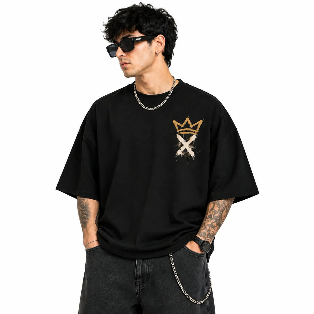 "NO RISK NO STORY" Urban King Ape Oversized Graphic T-Shirt – Streetwear Heavyweight Tee