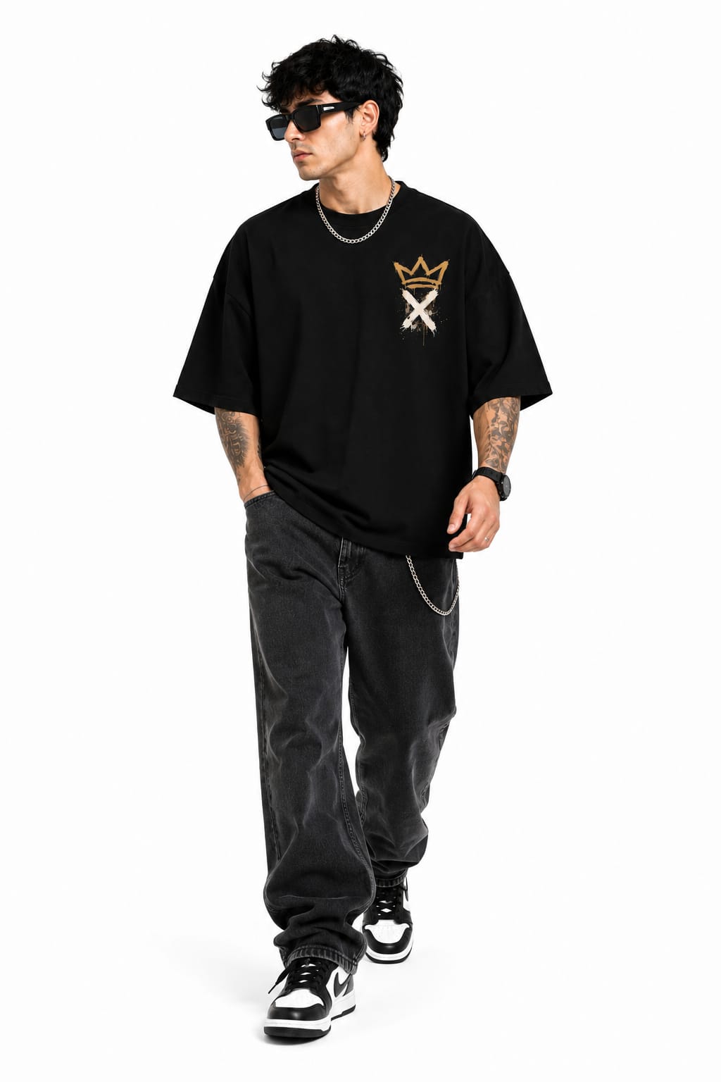 "NO RISK NO STORY" Urban King Ape Oversized Graphic T-Shirt – Streetwear Heavyweight Tee
