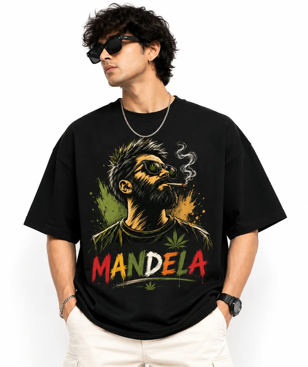 "MANDELA" Rasta Vibe Oversized Graphic T-Shirt – Urban Reggae Streetwear Tee