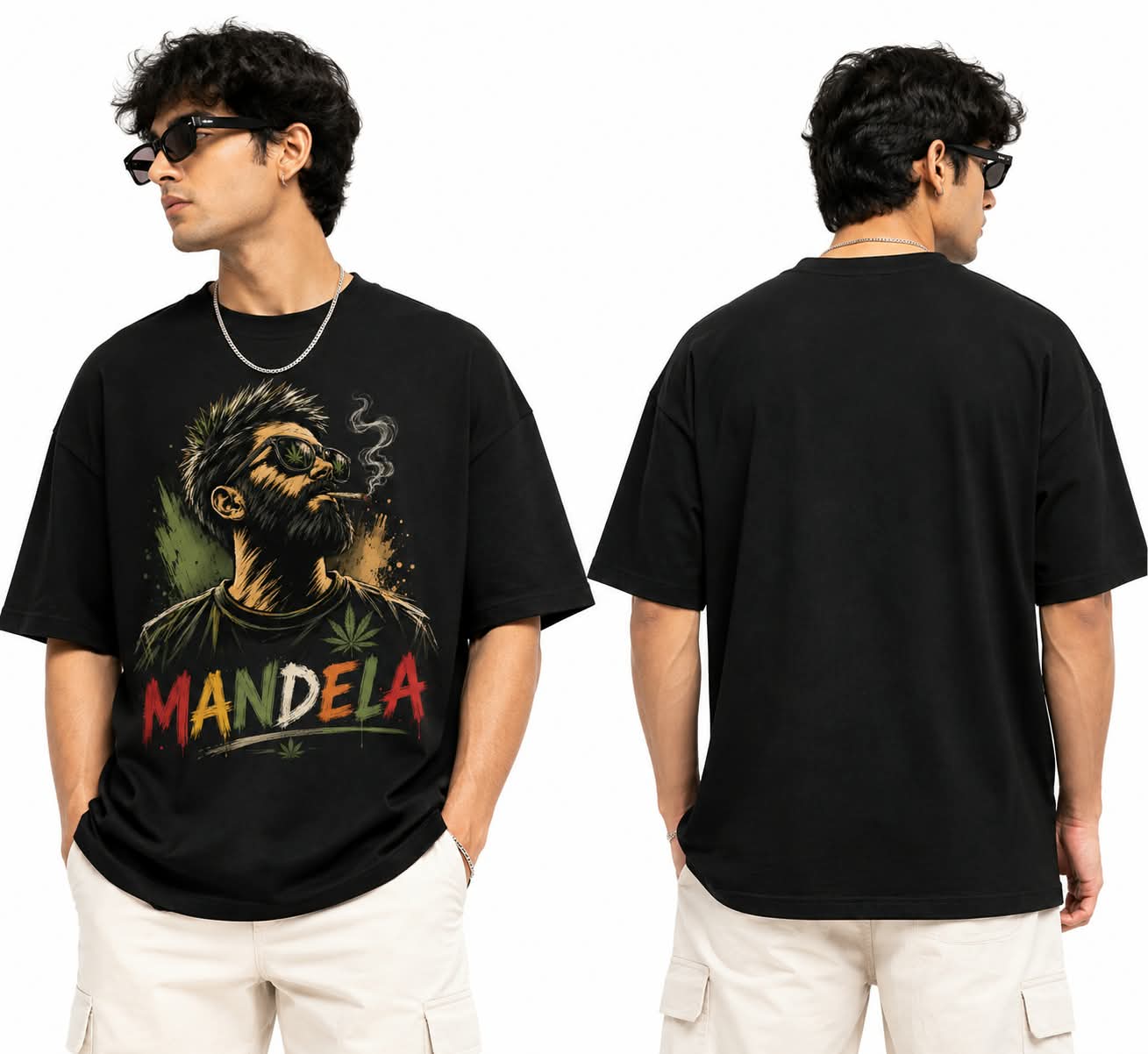 "MANDELA" Rasta Vibe Oversized Graphic T-Shirt – Urban Reggae Streetwear Tee