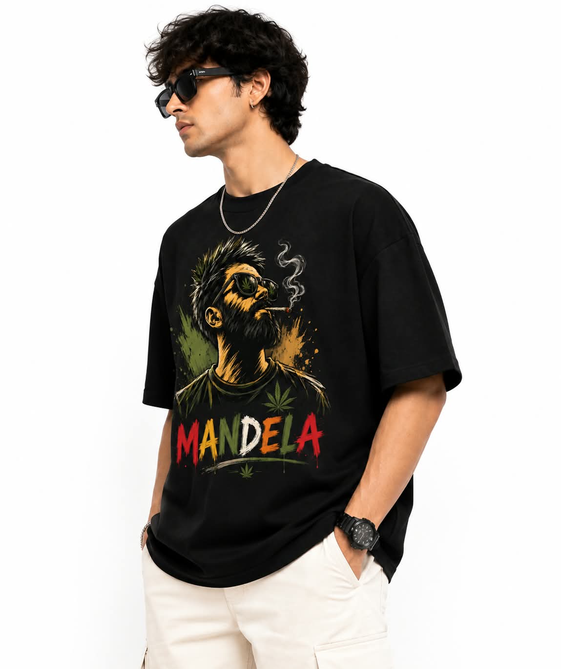 "MANDELA" Rasta Vibe Oversized Graphic T-Shirt – Urban Reggae Streetwear Tee