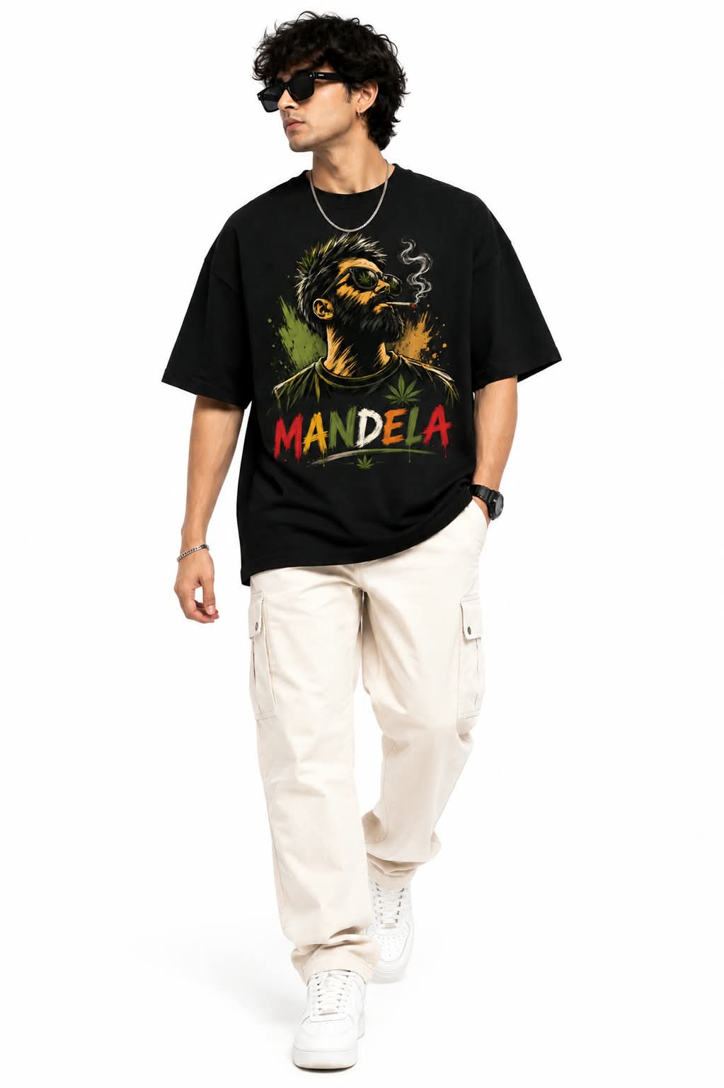 "MANDELA" Rasta Vibe Oversized Graphic T-Shirt – Urban Reggae Streetwear Tee