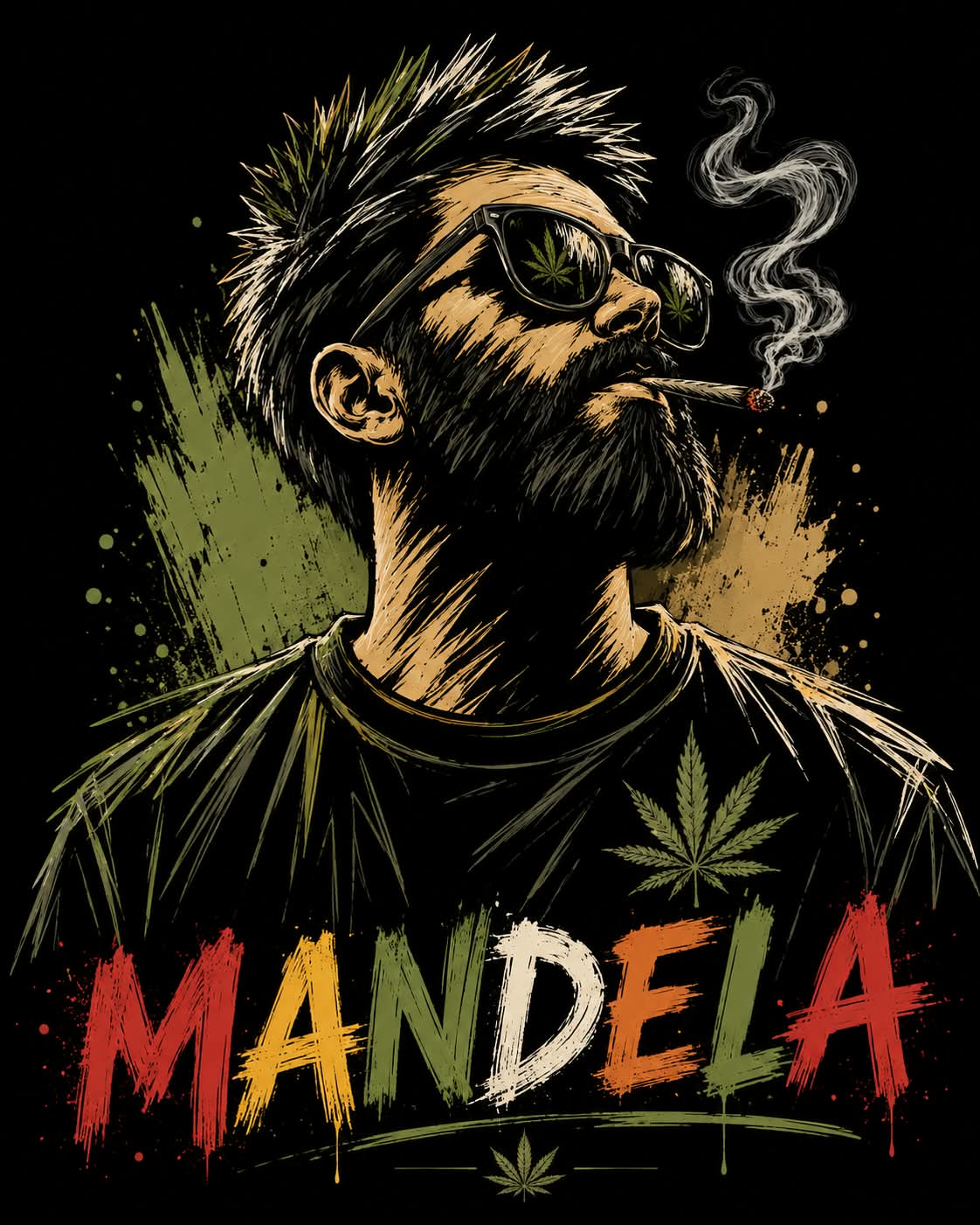 "MANDELA" Rasta Vibe Oversized Graphic T-Shirt – Urban Reggae Streetwear Tee