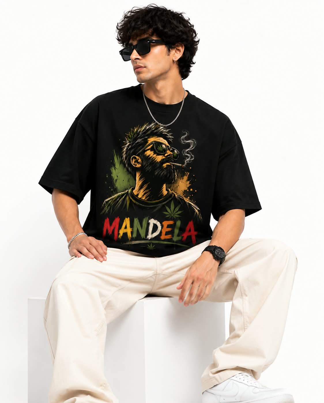 "MANDELA" Rasta Vibe Oversized Graphic T-Shirt – Urban Reggae Streetwear Tee