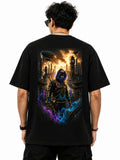 "CYBER STEAMPUNK ROGUE" Oversized Graphic T-Shirt – Dark Dystopian Streetwear Tee