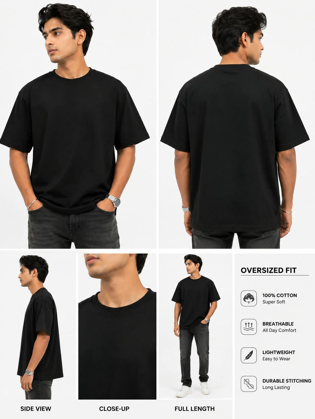 "CORE ESSENTIAL" Classic Plain Oversized T-Shirt – Minimalist Heavyweight Streetwear Tee