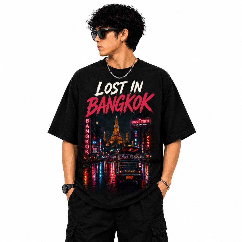 "Lost in Bangkok" Oversized Graphic T-Shirt – Streetwear Heavyweight Tee