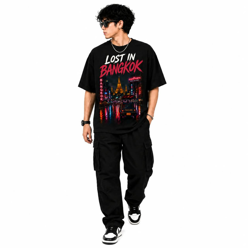 "Lost in Bangkok" Oversized Graphic T-Shirt – Streetwear Heavyweight Tee