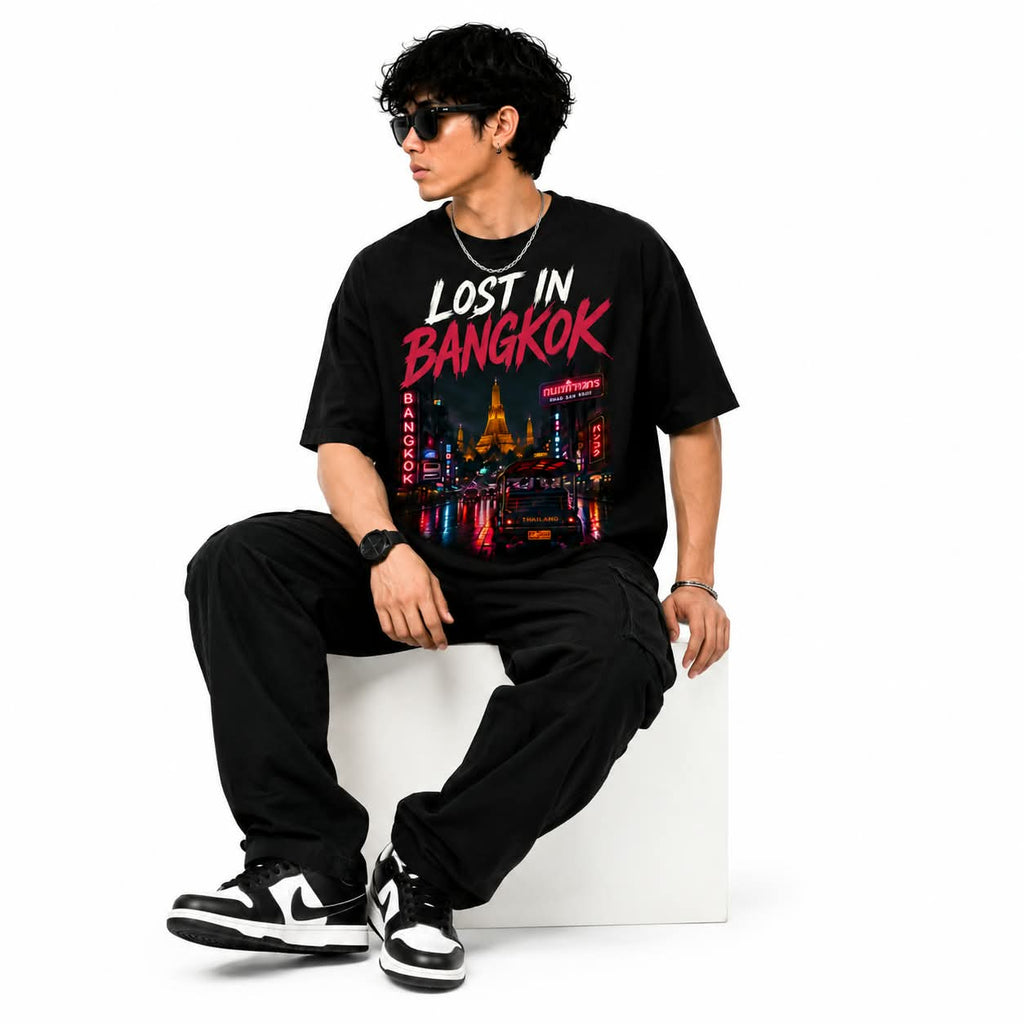 "Lost in Bangkok" Oversized Graphic T-Shirt – Streetwear Heavyweight Tee