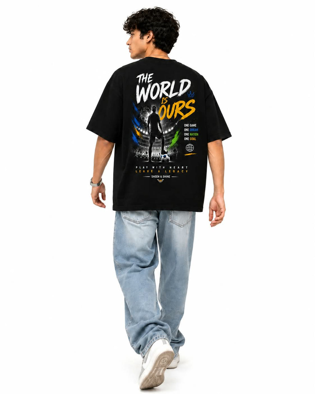 "The World Is Ours" Football Oversized Graphic T-Shirt – Soccer Streetwear Tee