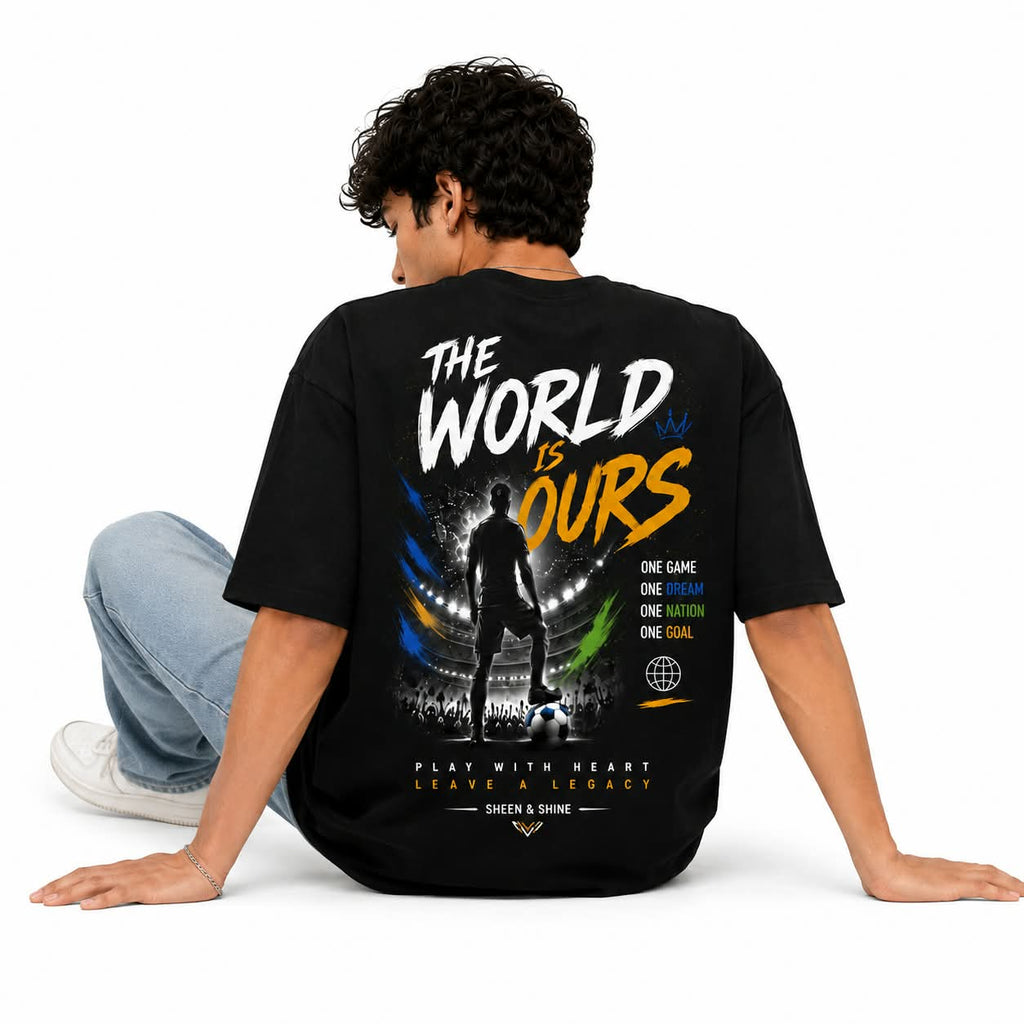 "The World Is Ours" Football Oversized Graphic T-Shirt – Soccer Streetwear Tee