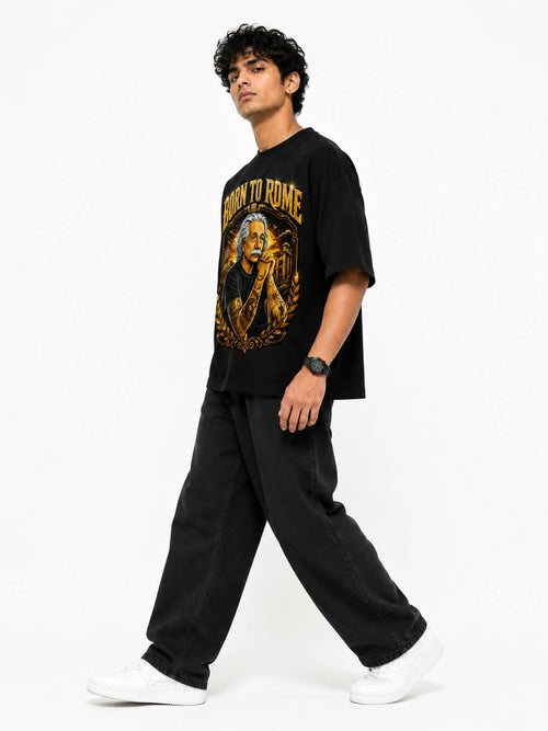 "Born to Rome" Einstein Oversized Graphic T-Shirt – Vintage Baroque Streetwear Tee