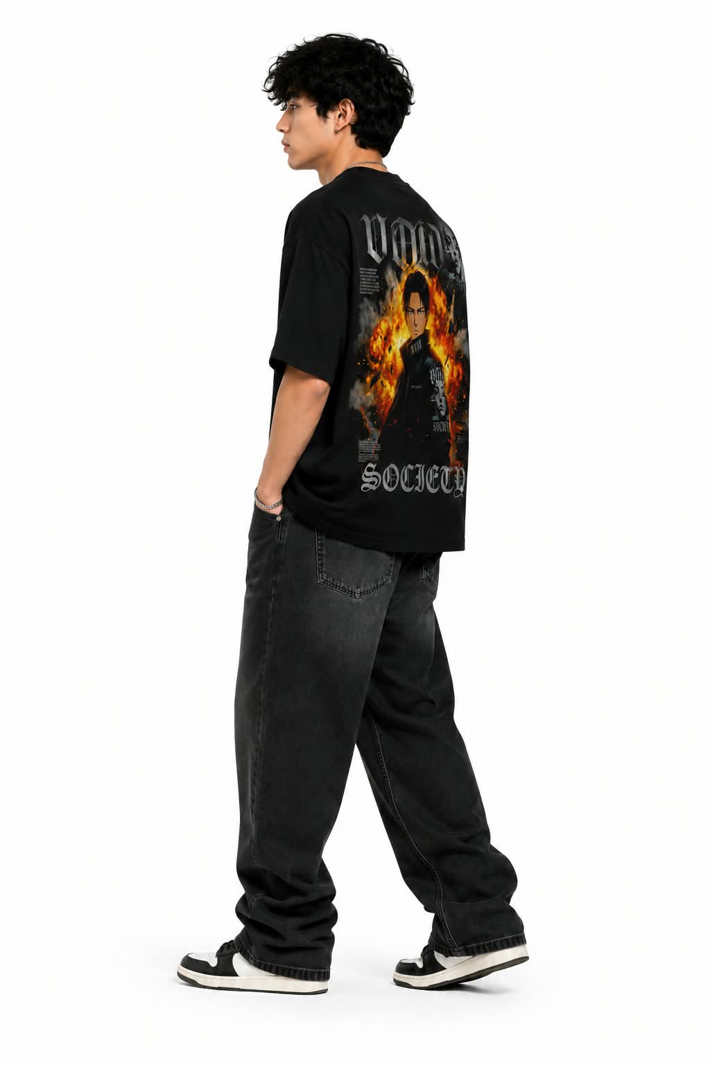 "VOID SOCIETY" Anime Explosion Oversized Graphic T-Shirt – Dark Grunge Streetwear Tee