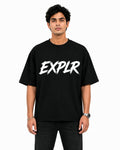 "EXPLR" Brush Stroke Typography Oversized T-Shirt – Minimalist Streetwear Graphic Tee