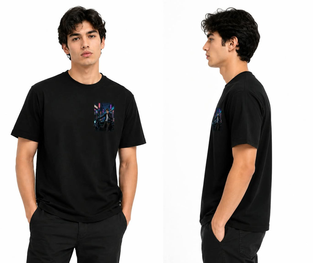 "Seoul Night Rider" Anime Biker Graphic T-Shirt – Cyber City Streetwear Tee